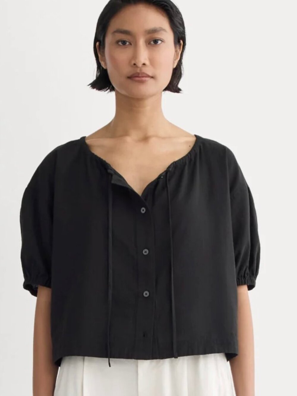 Everlane balloon-sleeve cotton gauze blouse NWT